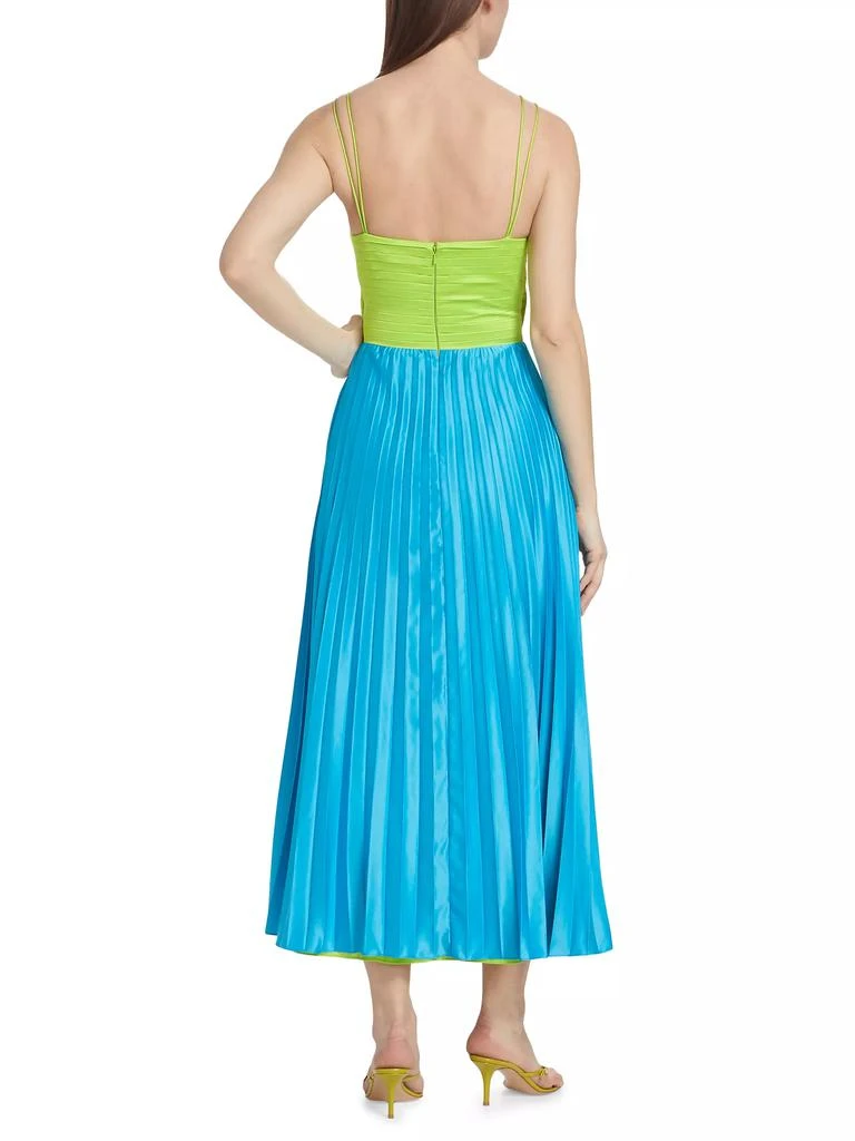 AMUR Silas Pleated Colorblocked Midi-Dress 5