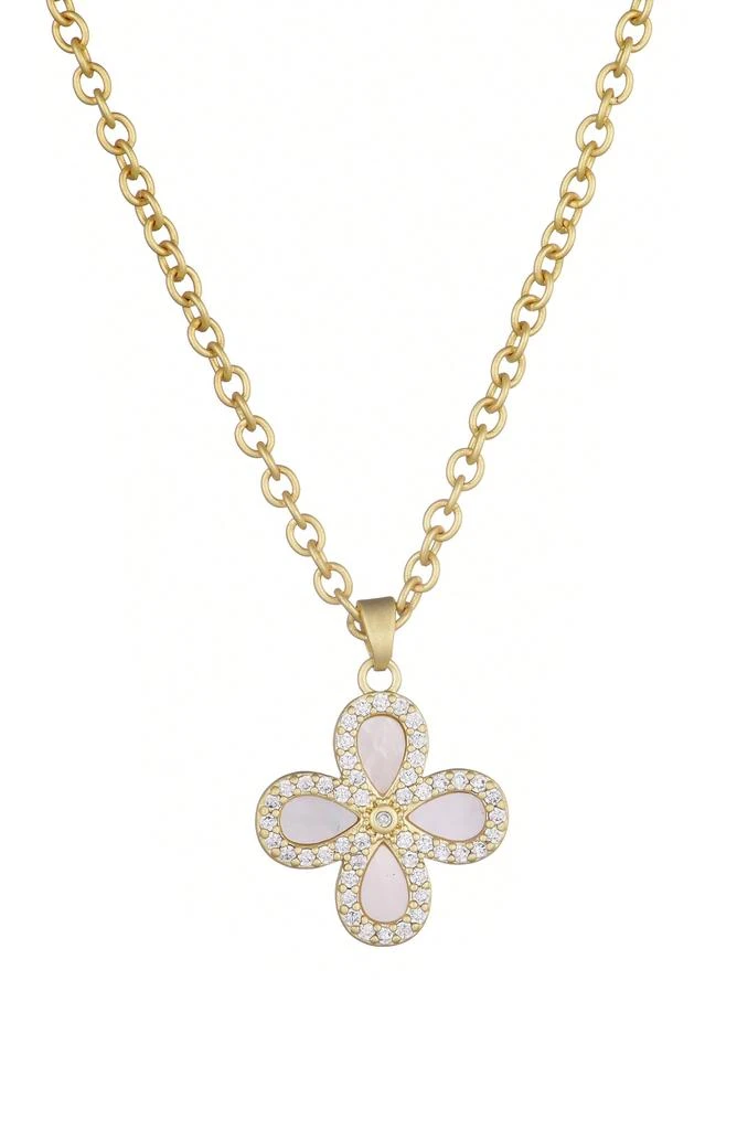 ADORNIA Mother of Pearl Clover Pendant Necklace