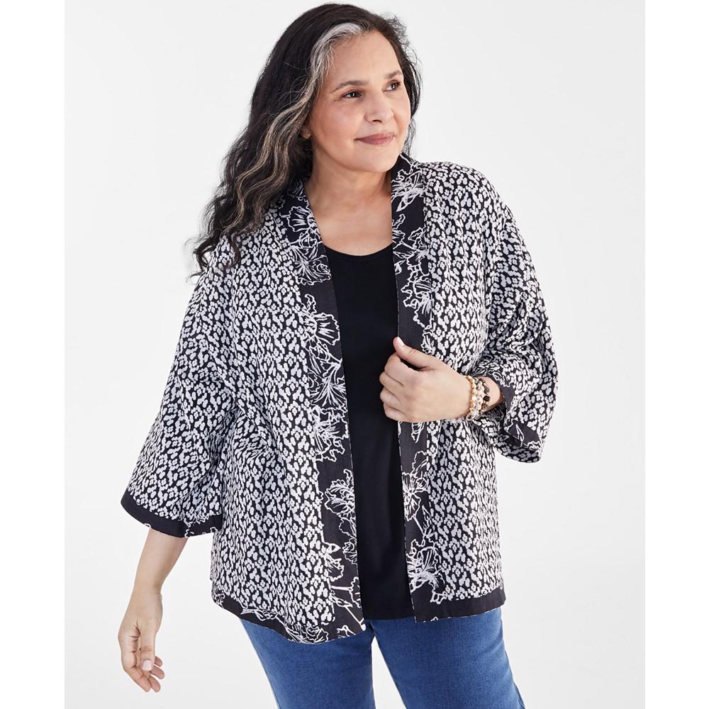 Style & Co Plus Size Linen Blend Reversible Kimono, Created for Macy's