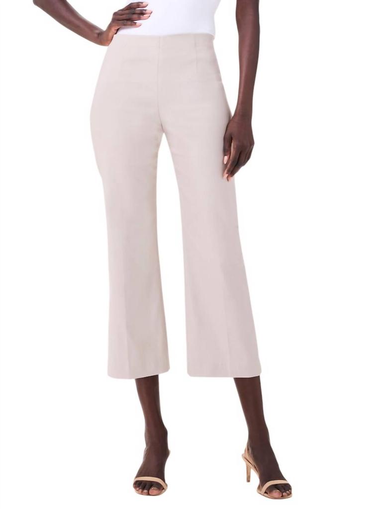 NIC+ZOE Polished Wonderstretch Wide Leg Crop Pant In Stone