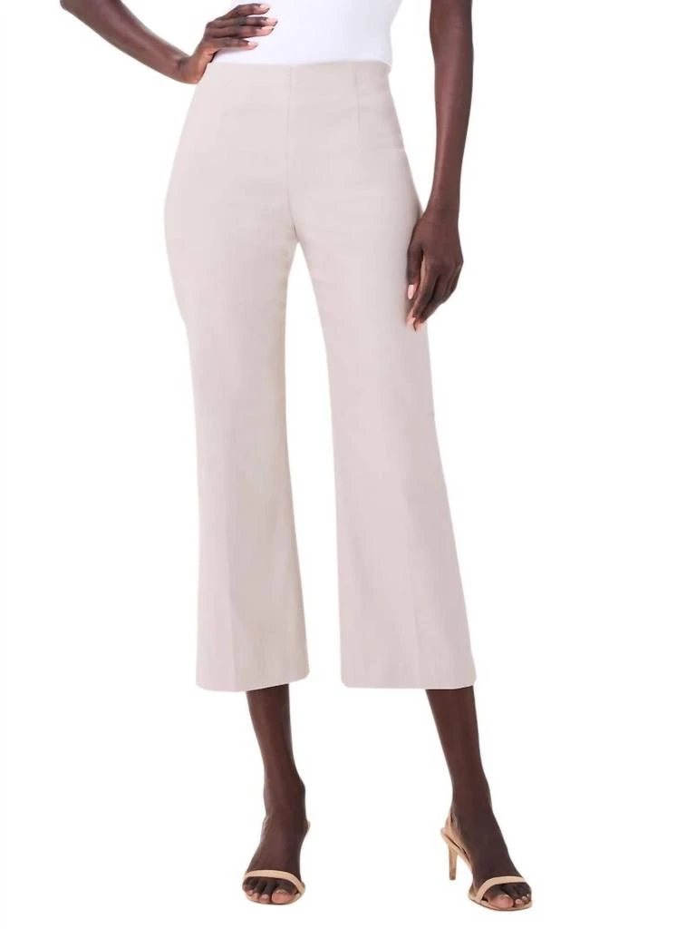 Nic + Zoe Polished Wonderstretch Wide Leg Crop Pant In Stone 1