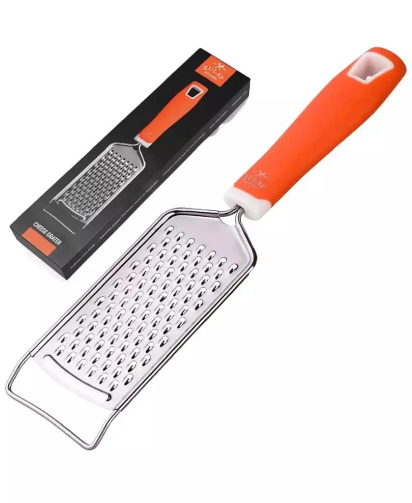 Zulay Kitchen Cheese Grater Stainless Steel - Durable Rust-Proof Metal Lemon Zester Grater With Handle