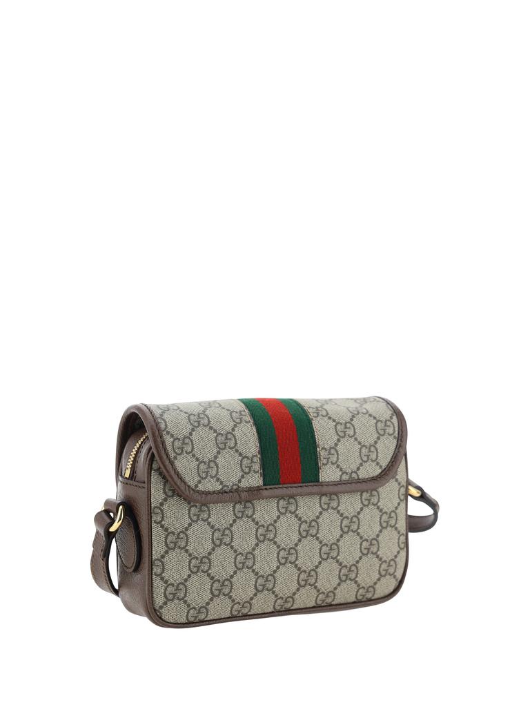 Shop GG Supreme Fabric and leather shoulder bag with frontal