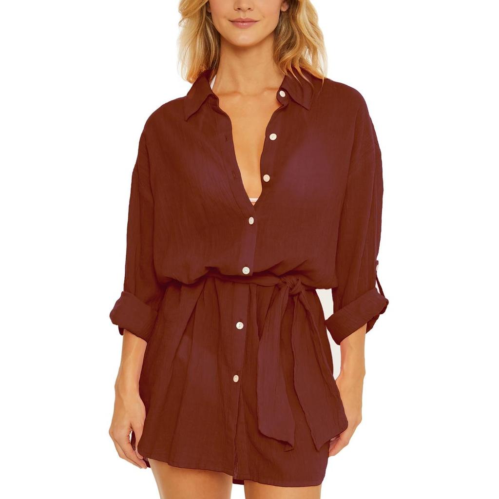 Becca Womens Gauzy Mini Shirtdress