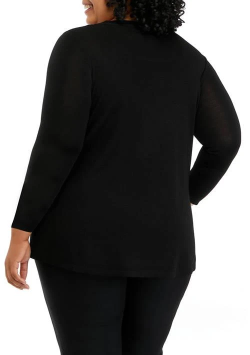 Anne Klein Klein Plus Size Long Sleeve Shark Bite Sweater 2
