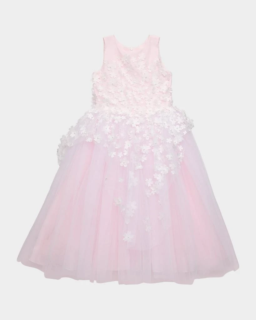 White Label by Zoe Girl's Lauren 3D Flower Embellished Tulle Dress, Size 2-12 1