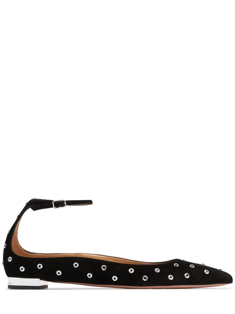 Aquazzura 10mm Love Affair Suede & Crystal Flats 1