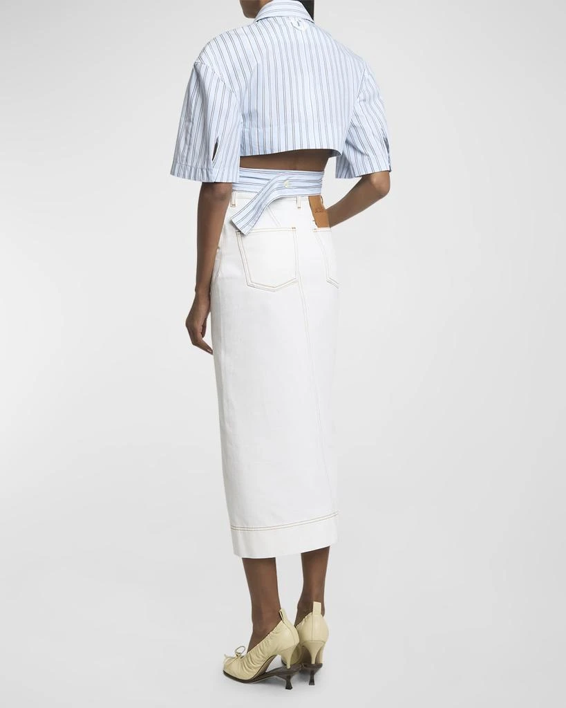Jacquemus Bari Striped Short-Sleeve Crop Shirt 4