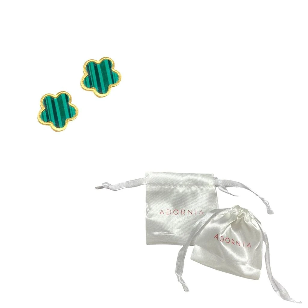 ADORNIA 14k Gold Plated Green Clover Stud Earrings 4