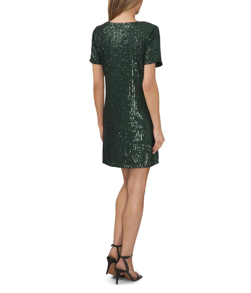 CeCe Short Sleeve Sequin Shirtdress