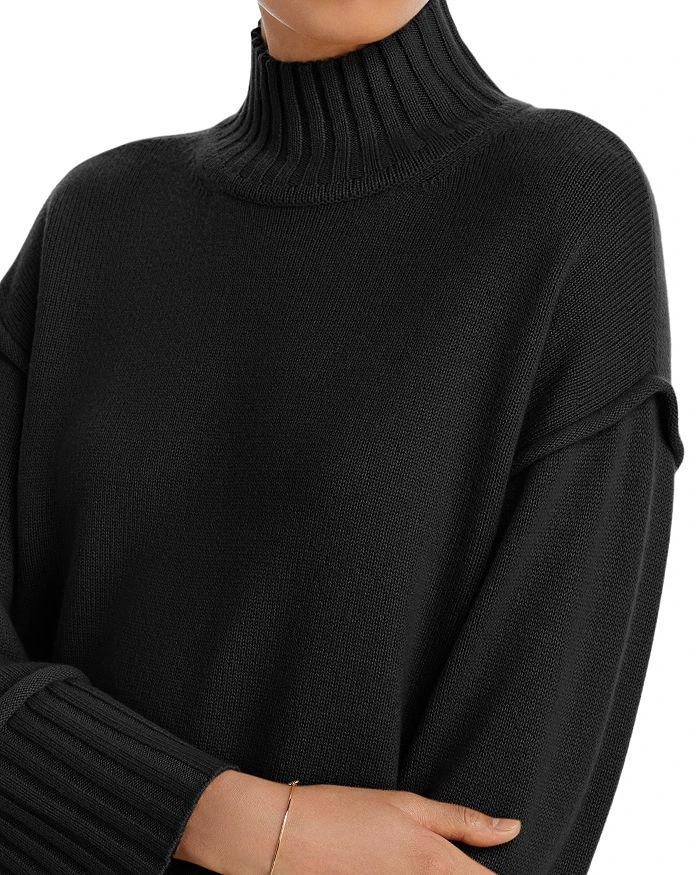 AQUA Boxy Mock Neck Cashmere Sweater - Exclusive 5