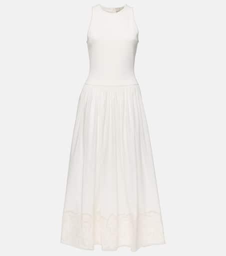 Alémais Pegasus embroidered cotton poplin midi dress