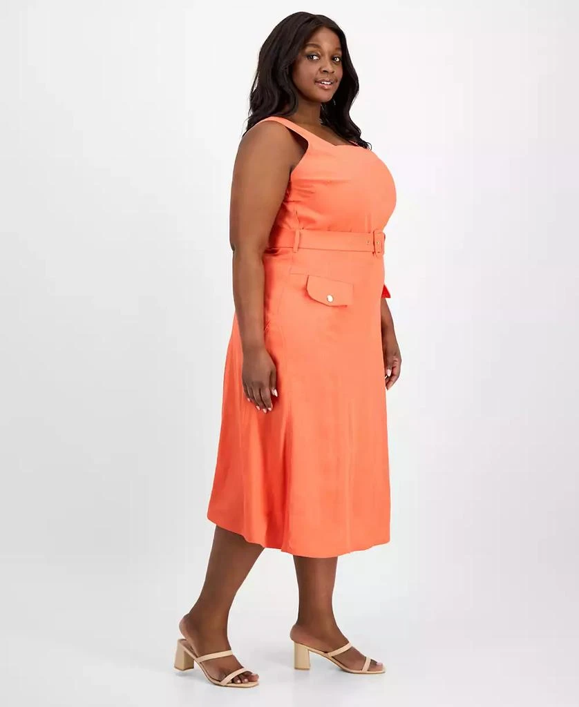 Tahari Plus Size Square-Neck Belted Midi Dress 3