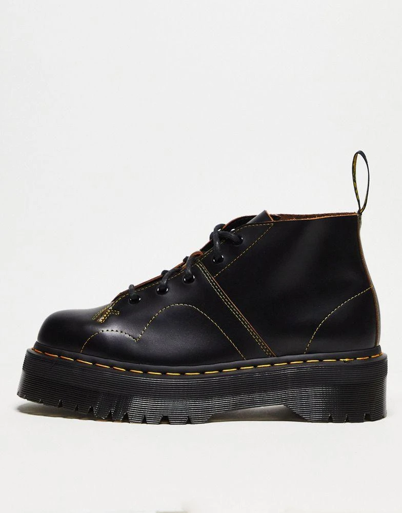Dr. Martens Dr Martens unisex Church quad 5 eye boots in black vintage smooth leather 1