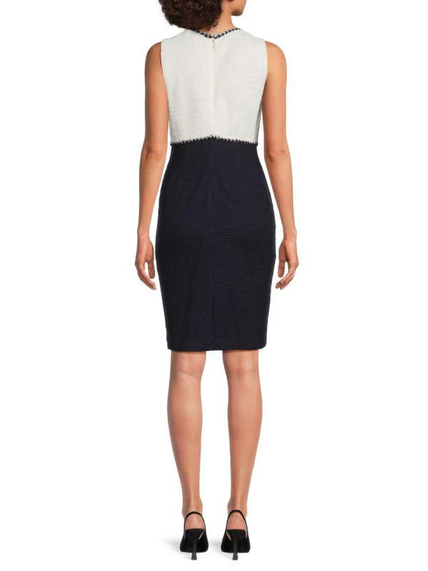 Karl Lagerfeld Paris Contrast Knit Tweed Sheath Dress 2