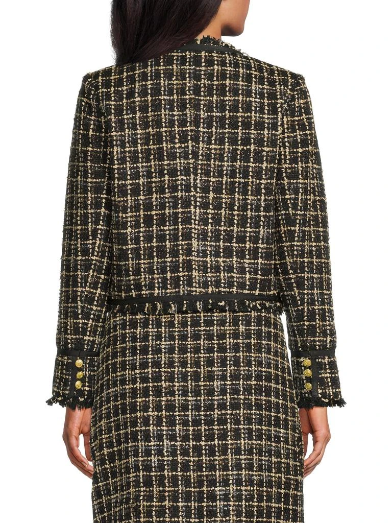 NANETTE nanette lepore Frayed-Trim Plaid Tweed Jacket 2