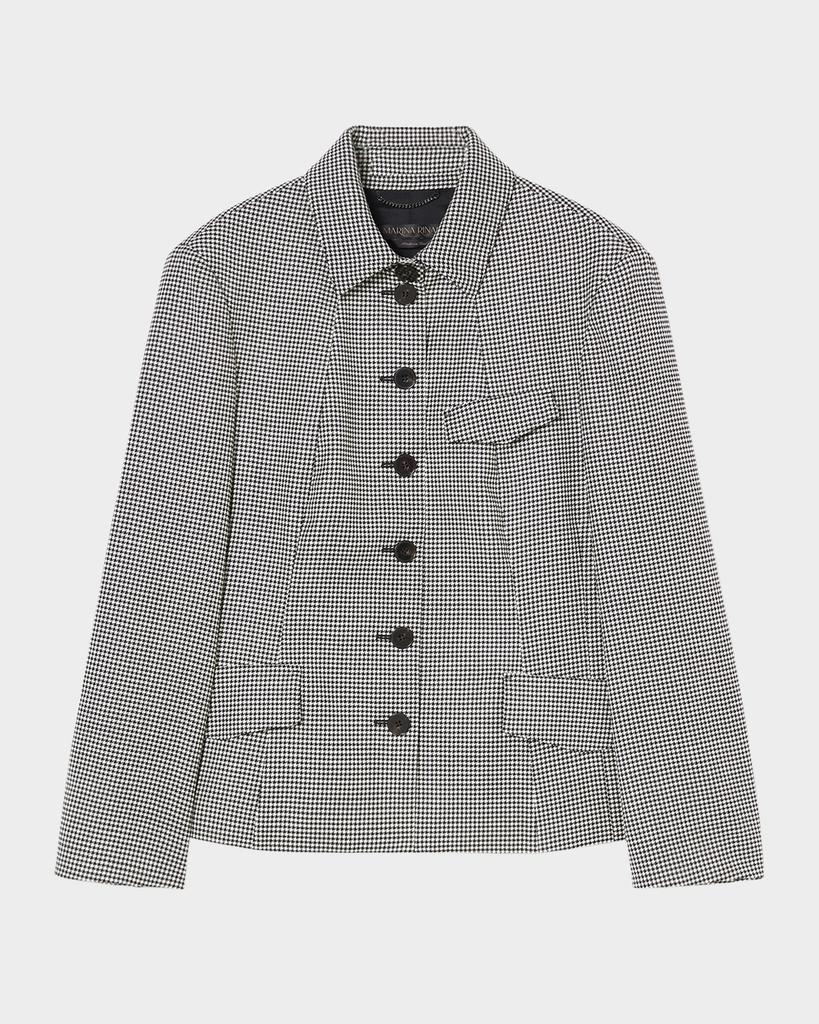 Marina Rinaldi Plus Size Teglia Houndstooth Wool Twill Jacket