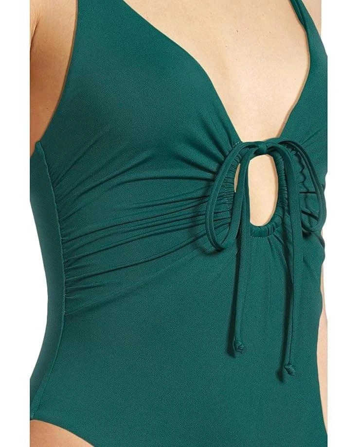 L*Space L*Space Piper Swimsuit Women  Deep Teal Keyhole-Tie One Piece Beach RED355 4