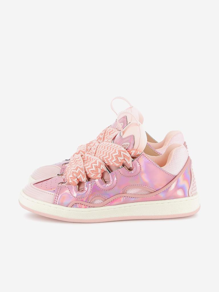 Lanvin Girls Leather Curb Trianers in Pink