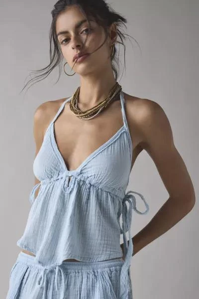 Out From Under Out From Under Ocean Air Gauze Halter Babydoll Cami 1
