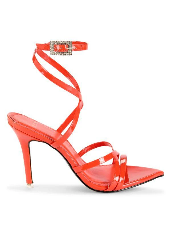 Black Suede Studio Kimora Strappy Patent Leather Sandals 1