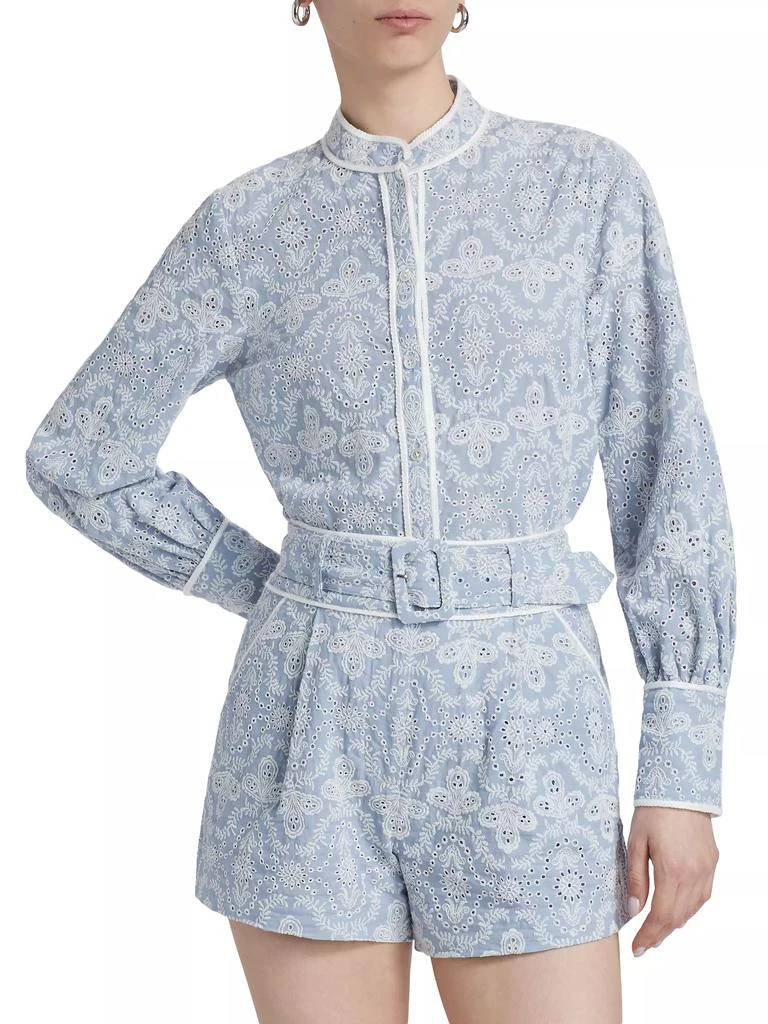 VERONICA BEARD Thorp Cotton Eyelet Blouse 3