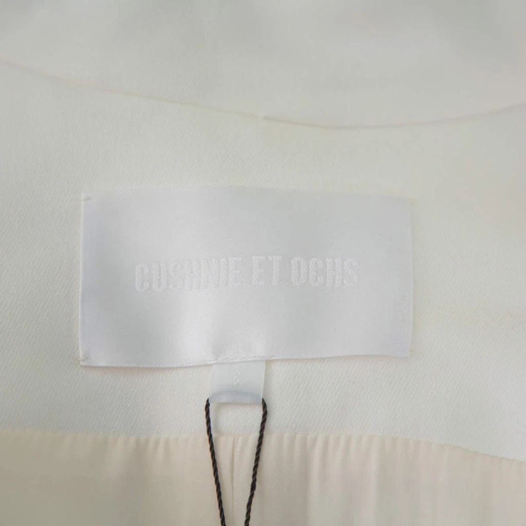 CUSHNIE Cushnie et Ochs White Crepe Collared Open Front Coat S 5