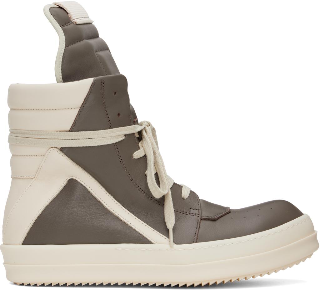 rick owens Hollywood geobasket グレー Rick Owens Gray & Off-White Hollywood Jumbolace Geobasket Sneakers