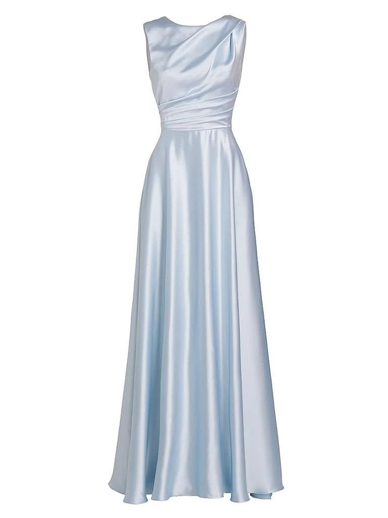Amsale Draped Boatneck Satin Gown 1
