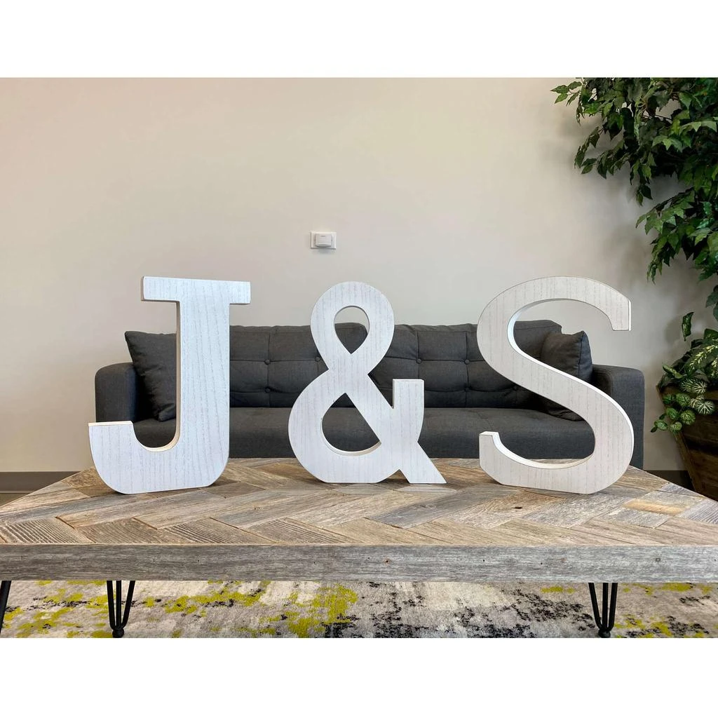 Hivvago 16" Distressed White Wash Wooden Initial Letter C Sculpture 4