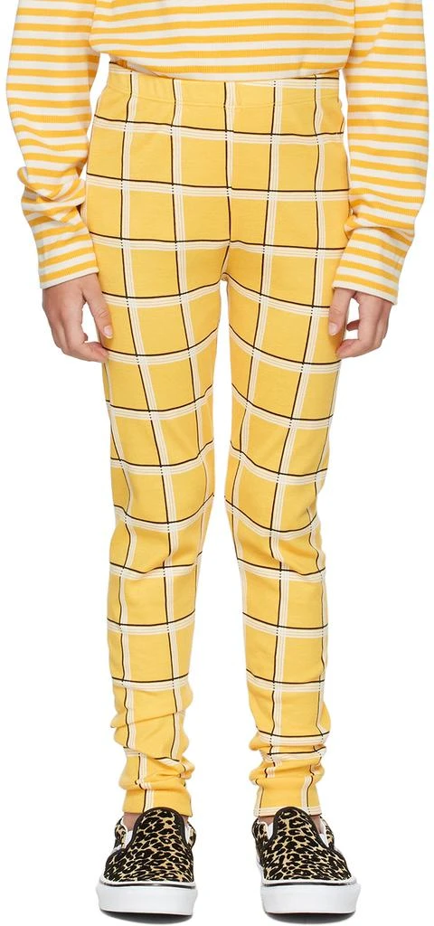 Mini Rodini Kids Yellow Check Leggings 2