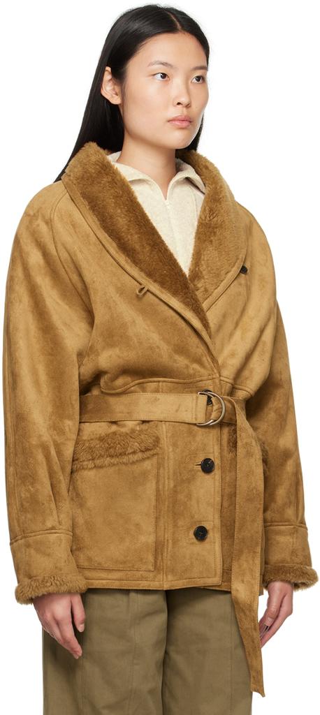 LVIR Tan Paneled Faux-Leather Coat