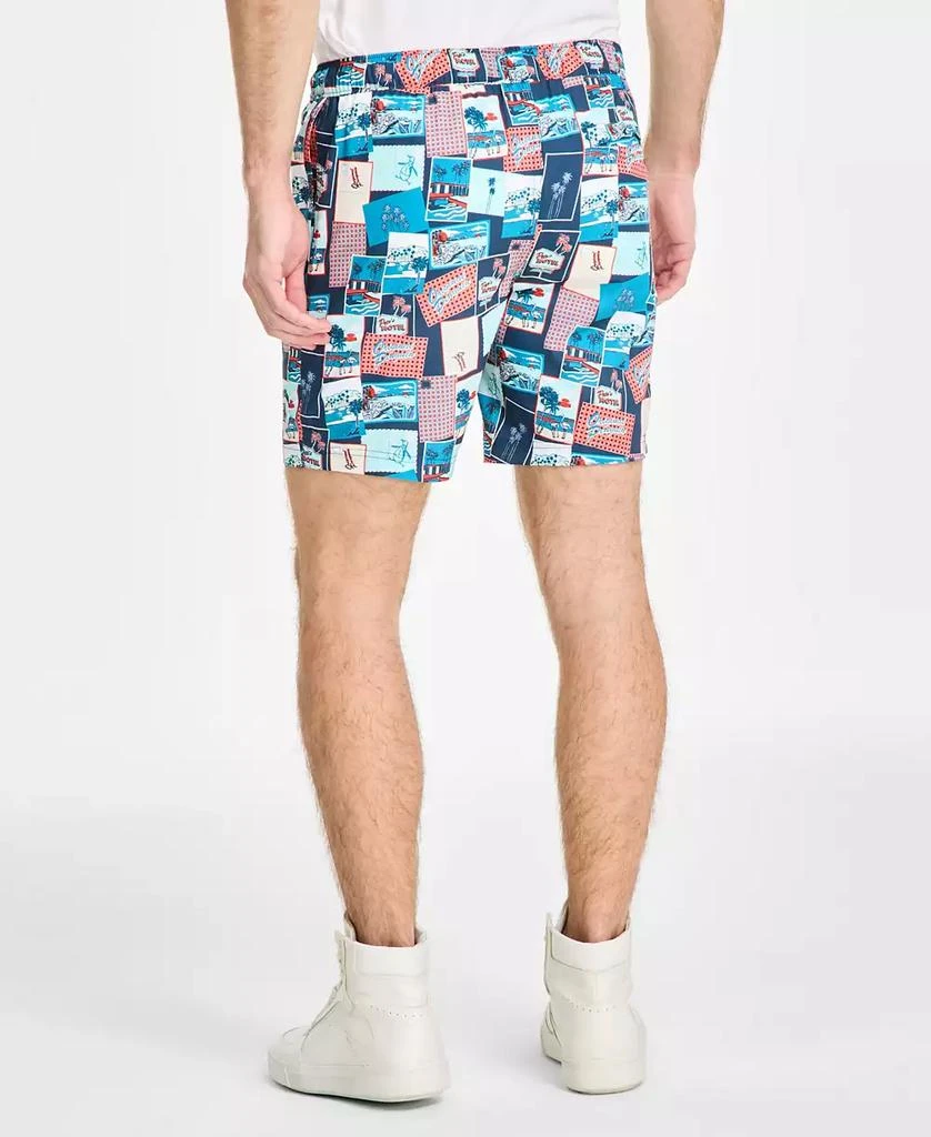 Original Penguin Men's Slim-Fit Stretch Tropical-Print 7" Swim Trunks 3