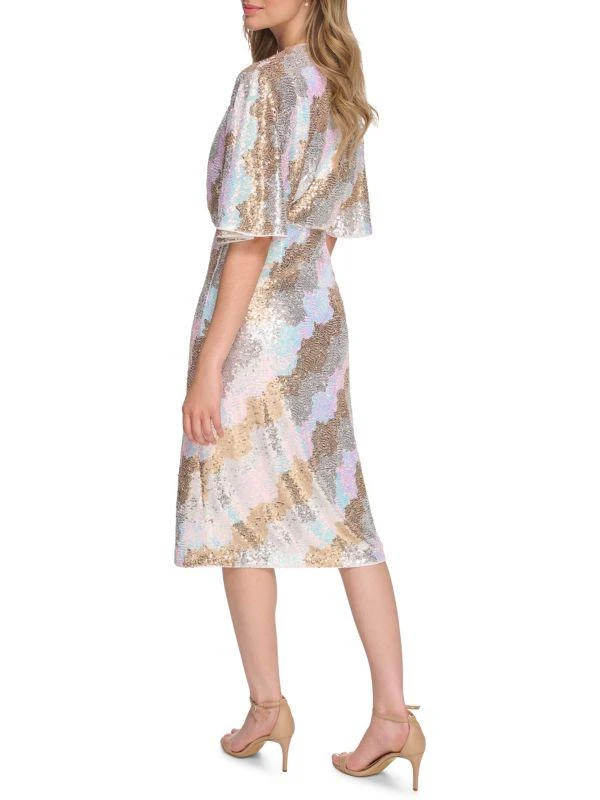Kensie Sequin Flutter Sleeve Midi Sheath Dress 2