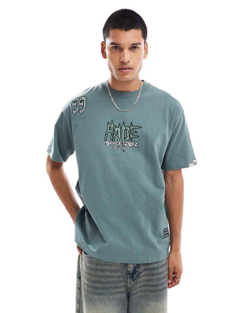 AAPE Aape By A Bathing Ape logo hiphop t-shirt in khaki