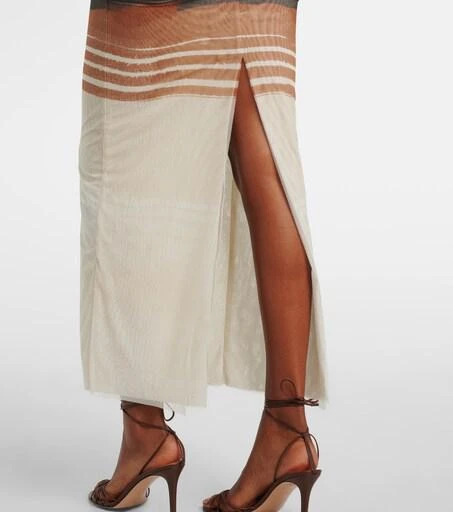 sir breeze striped ruched mesh midi dress SIR, Breeze striped ruched mesh midi dress, Women, Multicolor, XXXS, Dresses, Materialmix