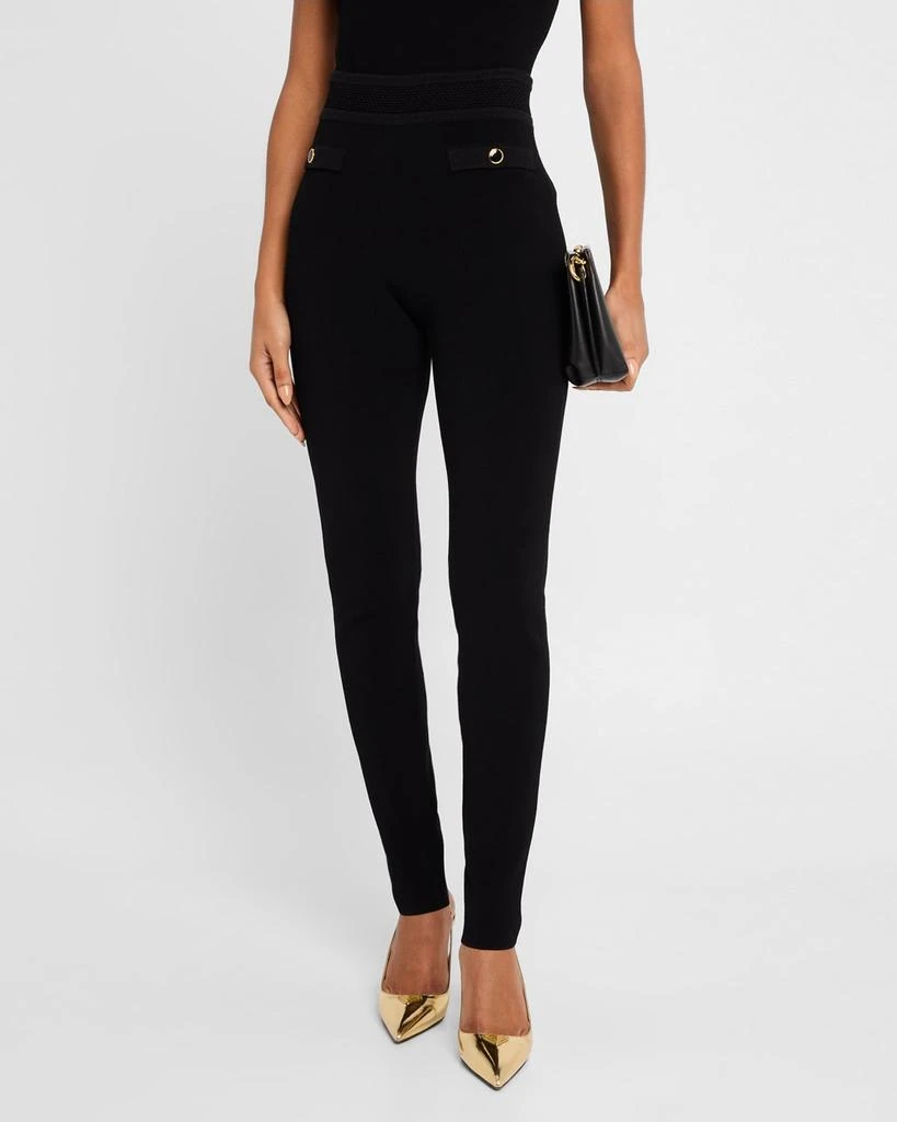 St. John Textured Stretch Knit Skinny-Leg Pants 4