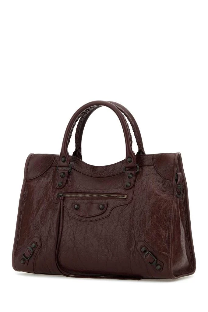 Balenciaga Burgundy Leather Medium Le City Handbag 2