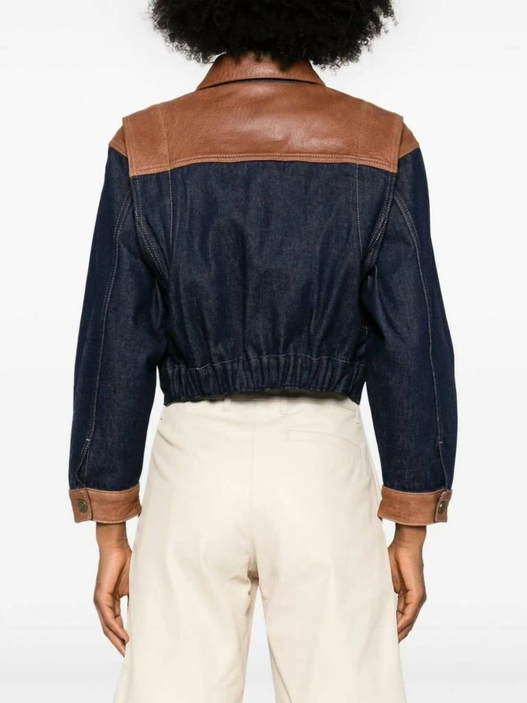 FRAME Atelier Denim Leather Bomber Jacker In Arlow 5