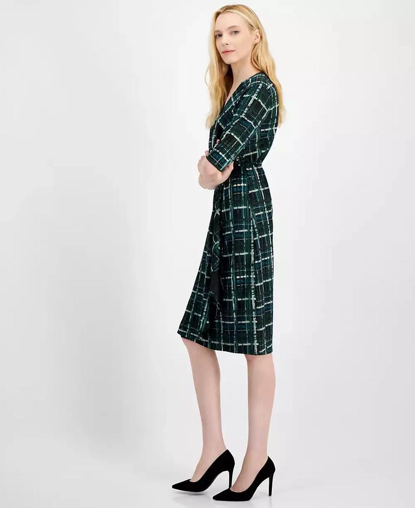 Robbie Bee Women's Printed V-Neck Faux-Wrap Dress 3