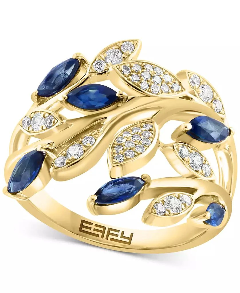 Effy EFFY® Sapphire (3/4 ct. t.w.) 
Diamond (1/4  ct. t.w.) Vine Ring in 14k Gold