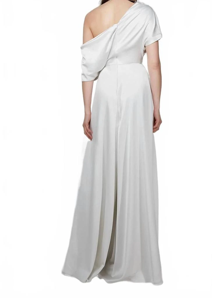 ALYCE PARIS Women
s Asymmetrical Neckline Wide Leg Bridal Jumpsuit In Ivory 2