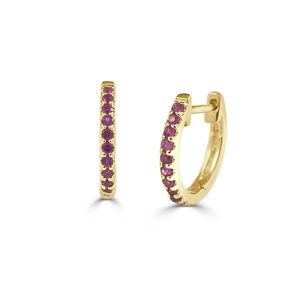 Sabrina Designs 14K Yellow Gold Ruby Hoop Earrings  - 14K Gold Earrings U-Shaped Hoops With Rubies