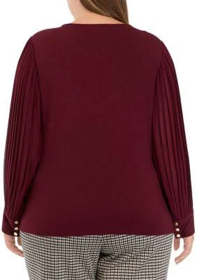 philosophy Plus Size Long Sleeve Knit Woven Shirt 2
