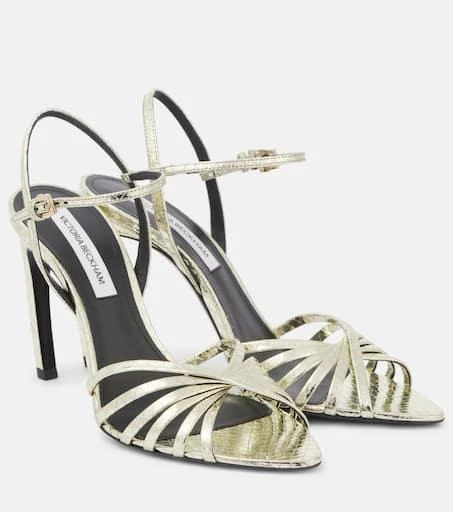 Victoria Beckham 105 snake-effect leather slingback sandals 1