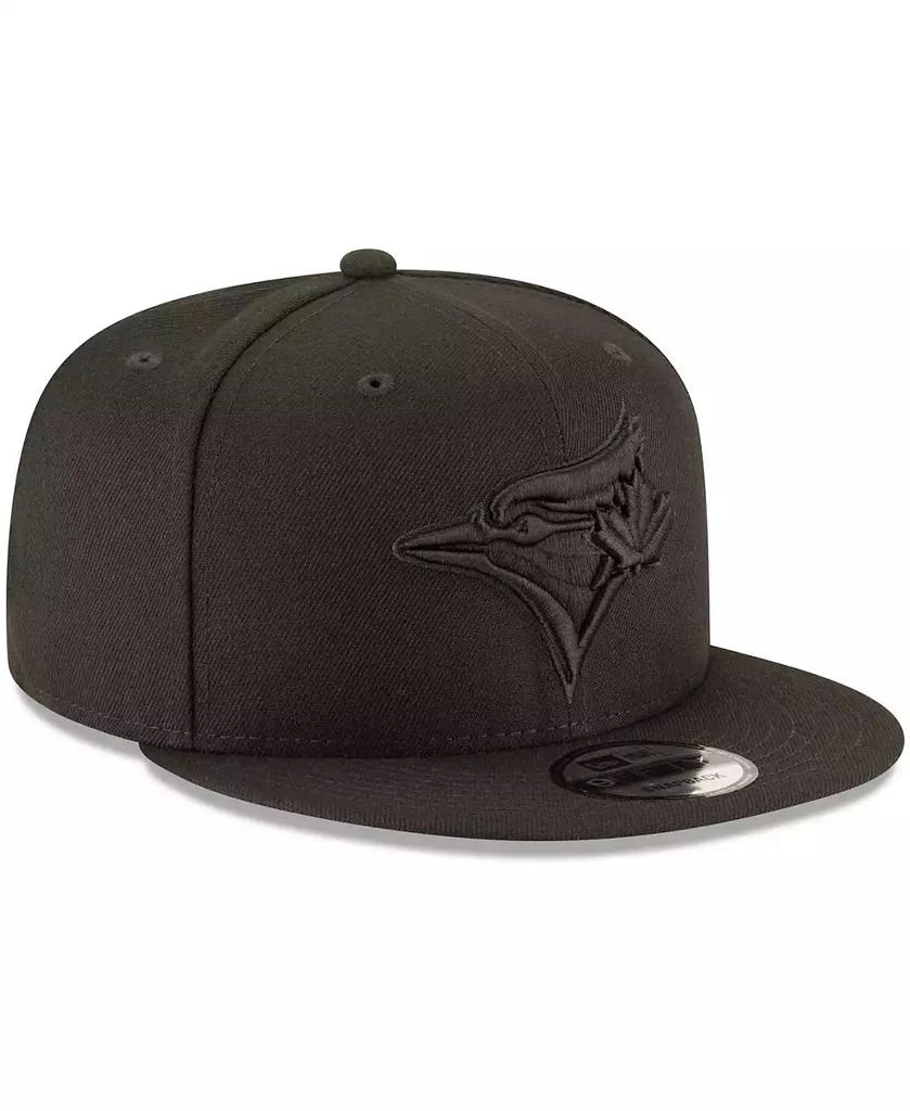 New Era Men's Toronto Blue Jays Black on Black 9FIFTY Team Snapback Adjustable Hat - Black 3