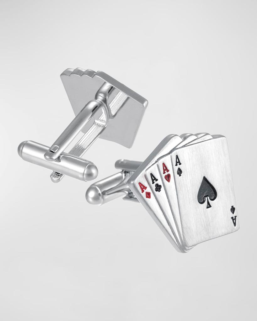 LINK UP Men's Aces Wild Poker Card Cufflinks