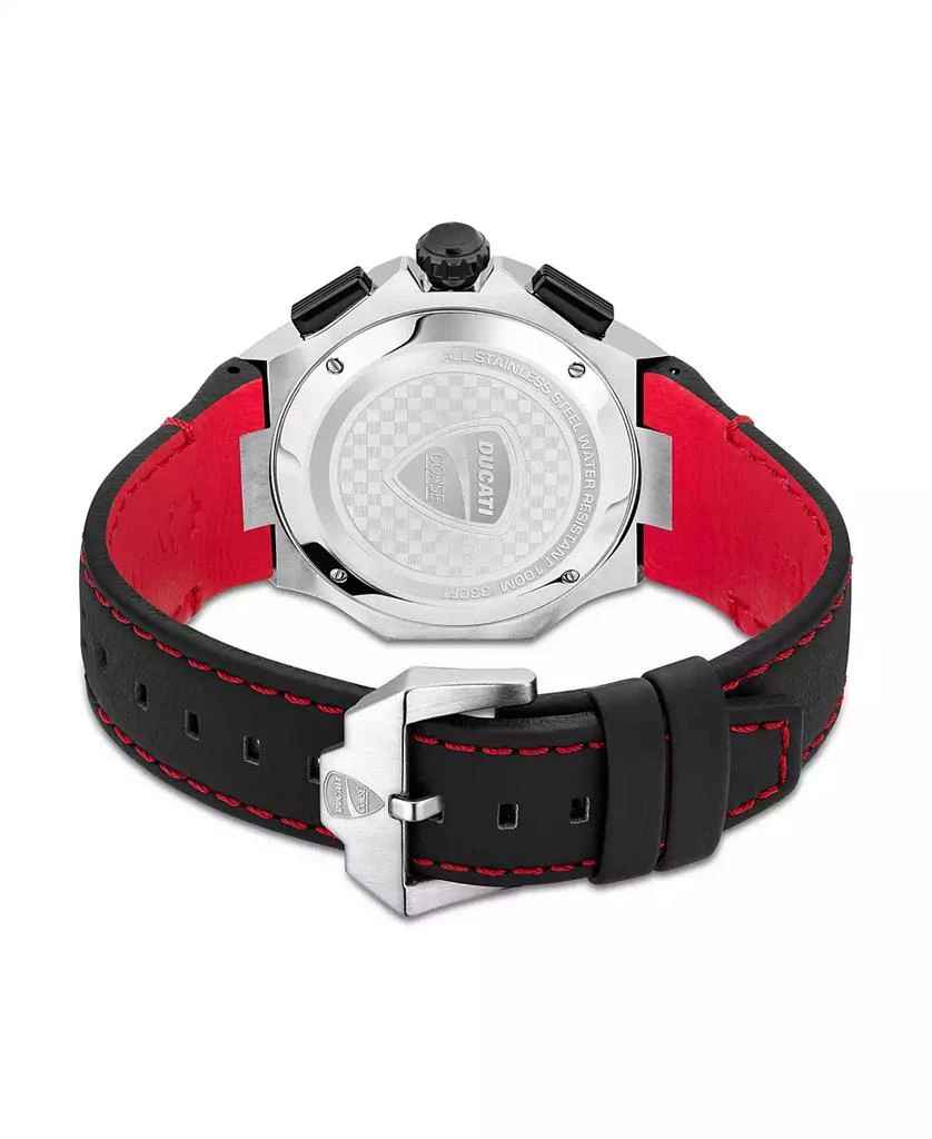 Ducati Corse Men's Motore Chronograph Collection Timepiece Black Genuine Leather Strap Watch, 49mm 3