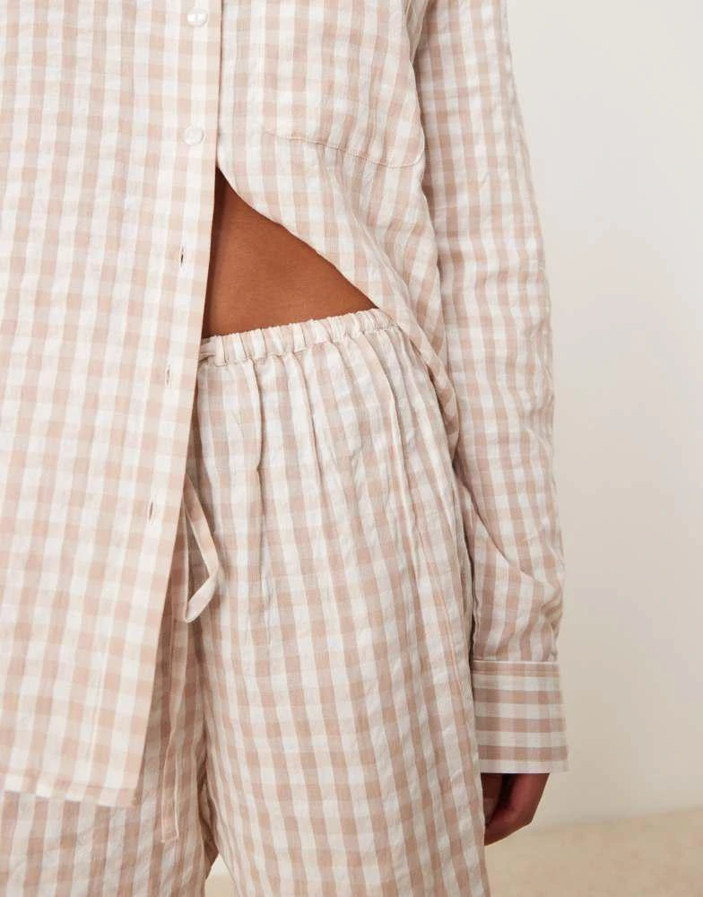 Luna Luna oversized pyjama shorts co-ord  in beige 2
