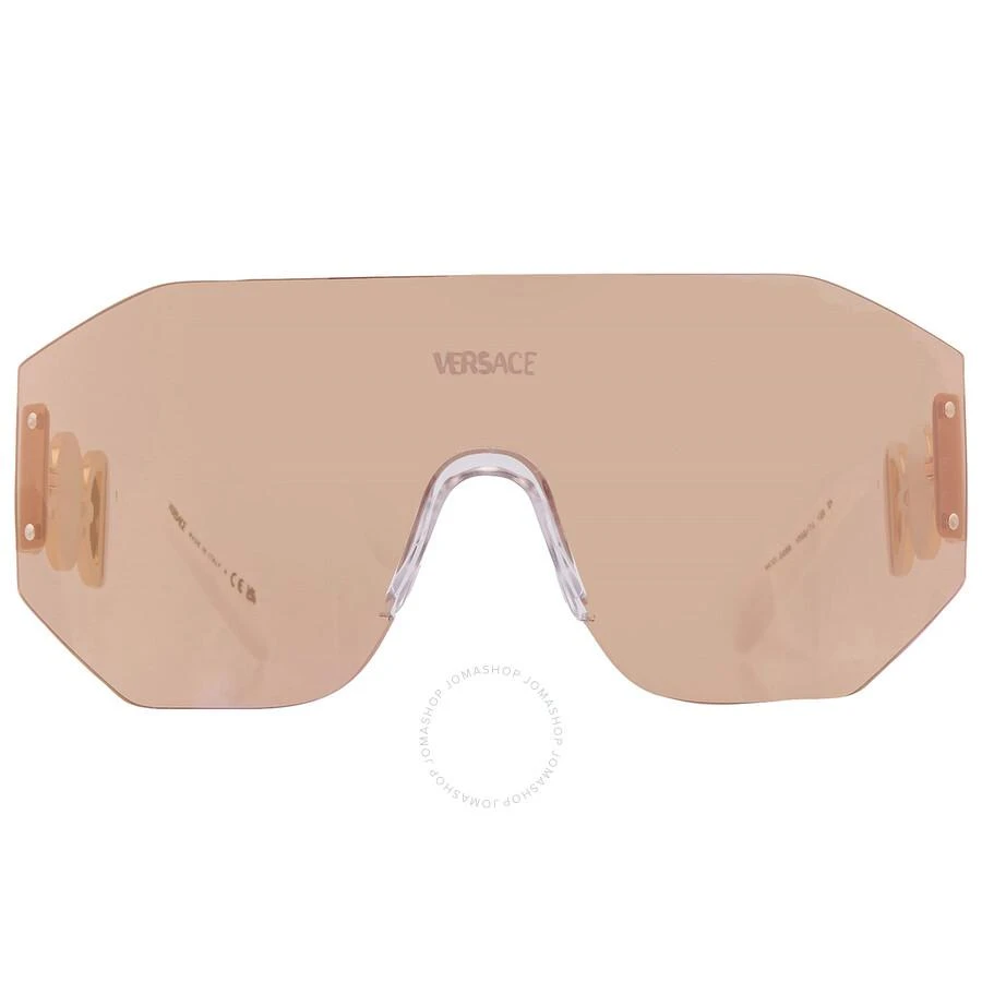 Versace Dark Brown Mirror Rose Gold Shield Unisex Sunglasses VE2258 10027J 45 1